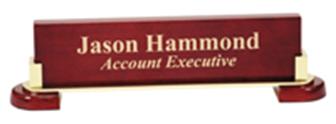 Laser Etched Piano Finish Desk Marque