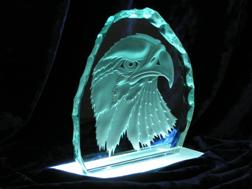 Multistage Etching and Sand Blasting on Glass, Stone, Rocks, Marble, Granet, Lether, Wood and Acrylic Logo