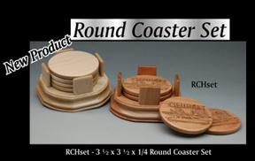 Laser Etched Wooden Coaster Set